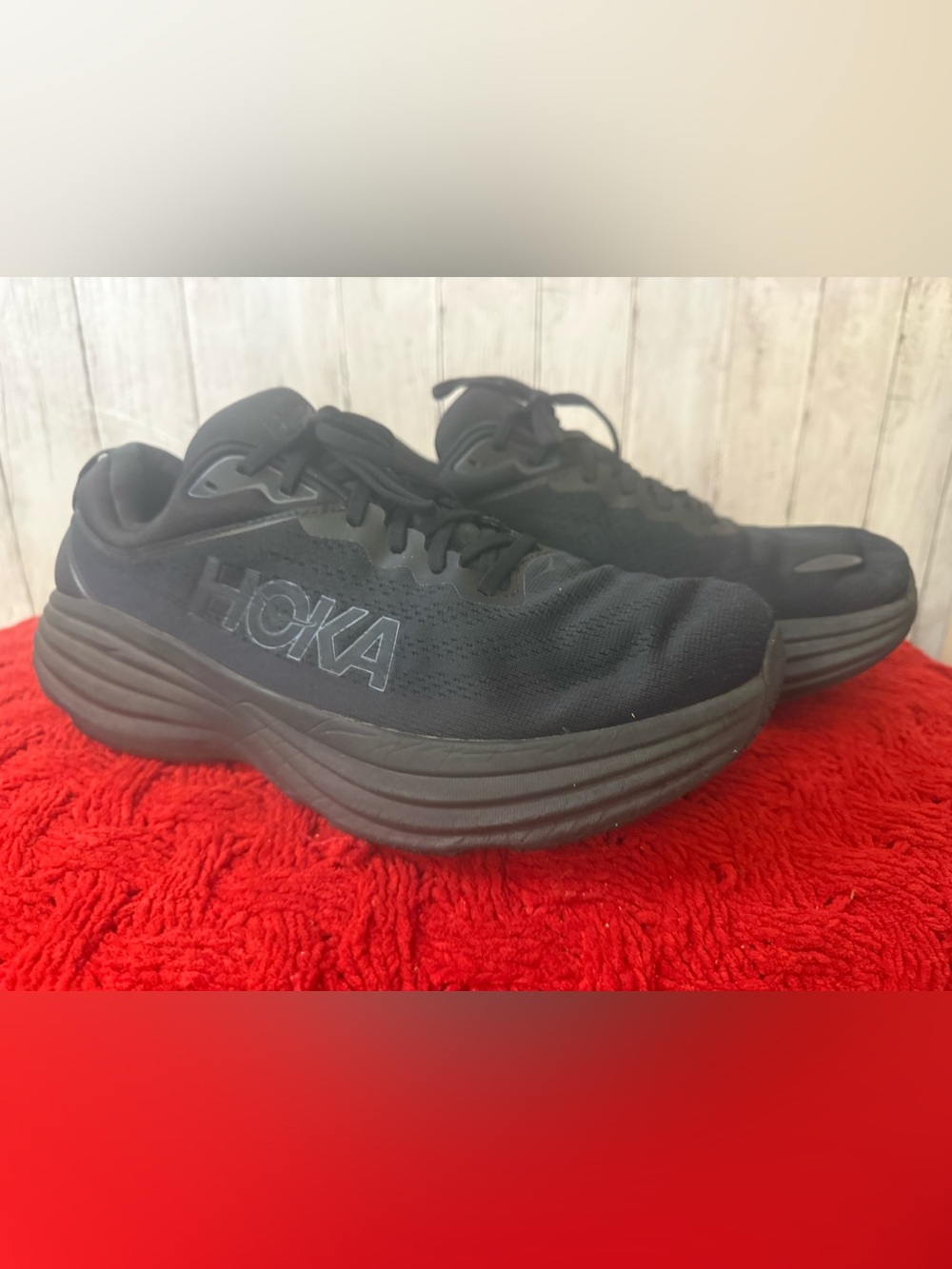 Hoka One One Bondi 8 Reflective Mens Size 12.5 Running Shoes Sneakers Black